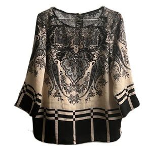 Adrianna Papell, Boat Neckline, Kimono Sleeves Top, Multi, Size Medium